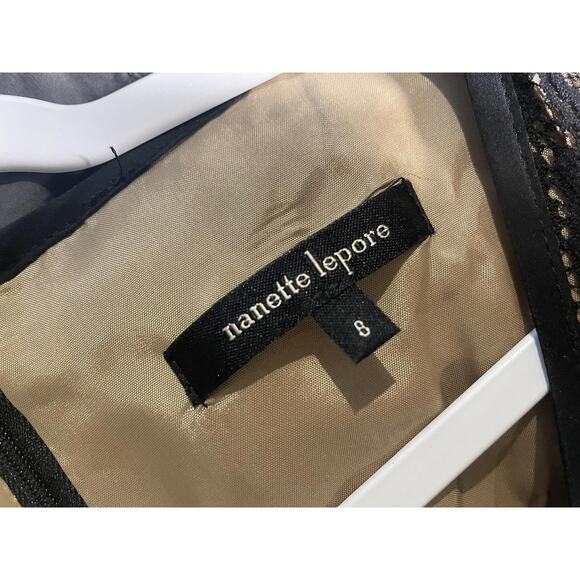 NANETTE LEPORE Black Lace Sleeveless Dress Womens Size (8)Midi Coquette Cocktail - Picture 7 of 7